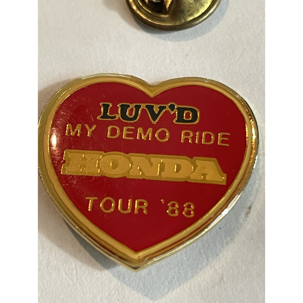 Rare Honda Tour 88 Luv'd My Demo Ride Heart Enamel Pinback Badge